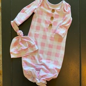 Caden Lane Gown and matching hat; size 0-3